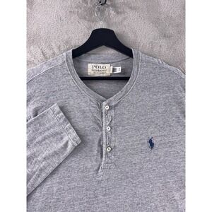 Denim & Supply Ralph Lauren Long Sleeve Henley Shirt Mens Size XL Gray Polo